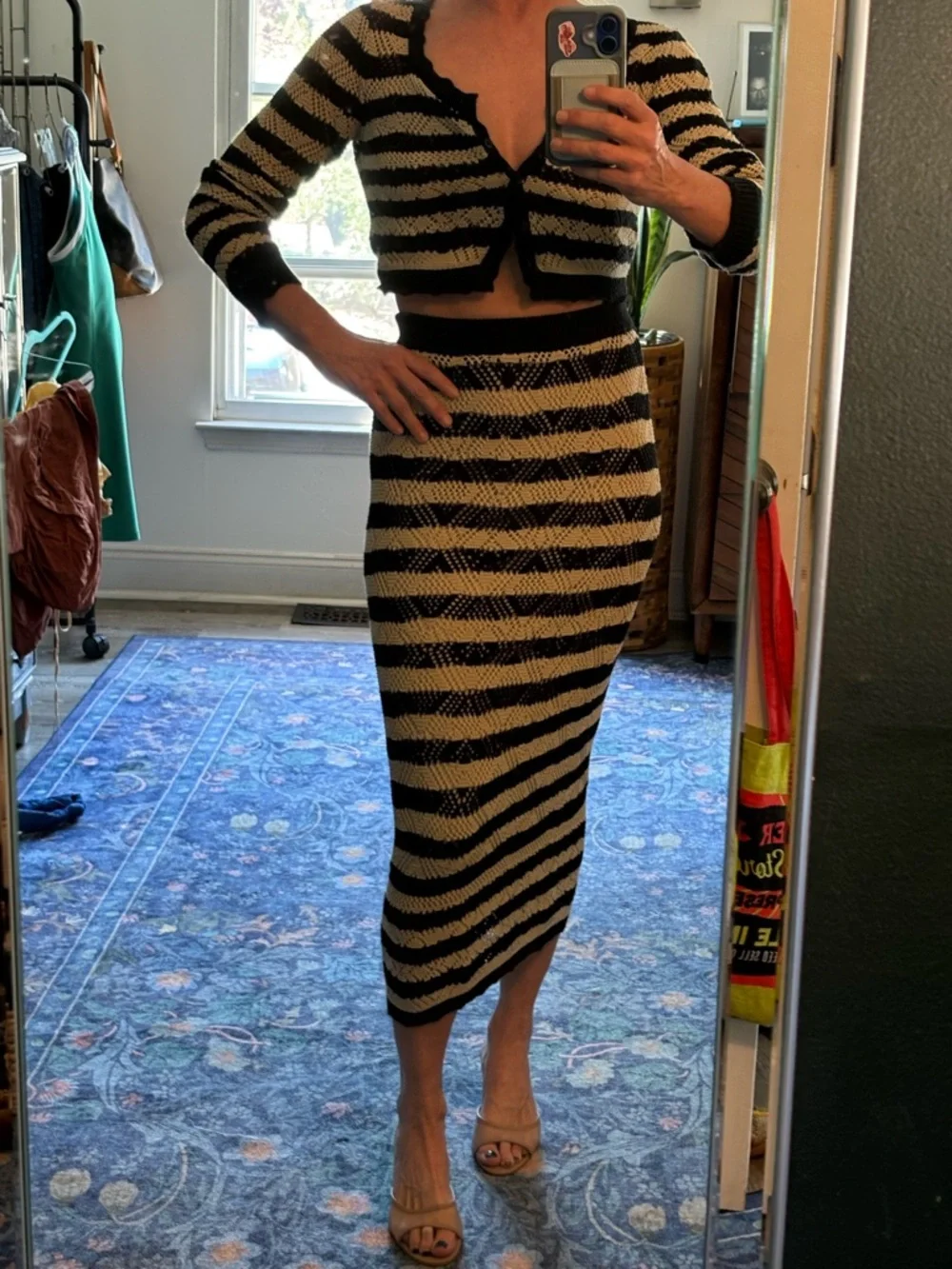 Freshman Black and Cream Striped Knit Set - Picture 6 of 7